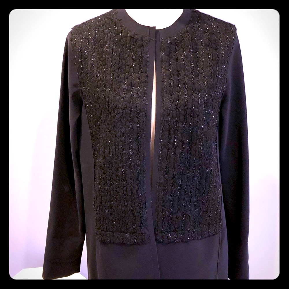 Elie Tahari duster with wool and lurex detail